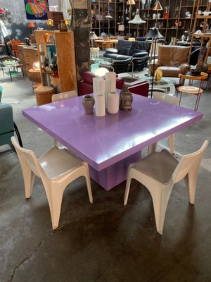 Large Square Dining Table in Metal, 1970s-QVY-1796497