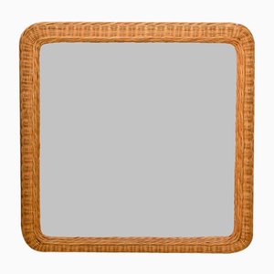 Large Square Wicker Mirror Hand Wrapped by Hand, Italy, 1980s-MNF-1752526