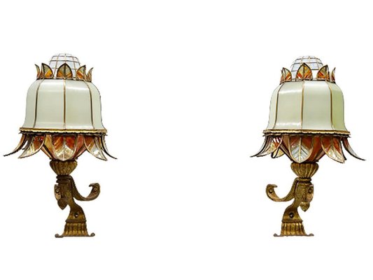 Large Stained Glass Wall Lamps, Set of 2-UCH-1224543