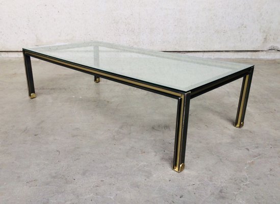 Large Steel and Brass Coffee Table, Belgium, 1980s-RQV-841171