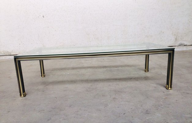 Large Steel and Brass Coffee Table, Belgium, 1980s-RQV-841171