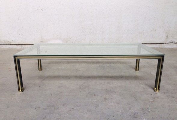 Large Steel and Brass Coffee Table, Belgium, 1980s-RQV-841171