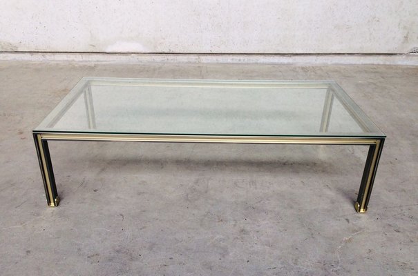 Large Steel and Brass Coffee Table, Belgium, 1980s-RQV-841171