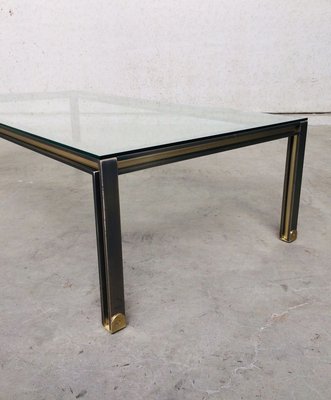 Large Steel and Brass Coffee Table, Belgium, 1980s-RQV-841171