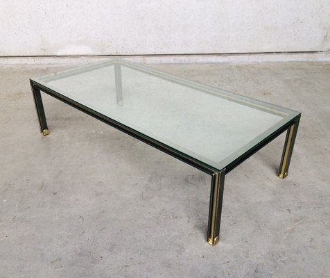 Large Steel and Brass Coffee Table, Belgium, 1980s-RQV-841171