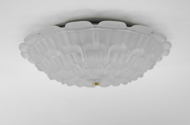 Large Stepped Satin Glass Flush Mount, Germany, 1960s-KQB-1694615