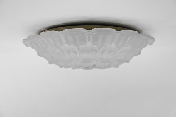 Large Stepped Satin Glass Flush Mount, Germany, 1960s-KQB-1694615