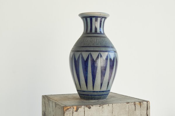 Large Stoneware Salt Glazed Vase by Jos Kalb for La Roche, Belgium, 1940s-FEW-2024231