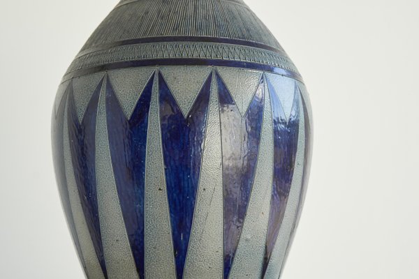 Large Stoneware Salt Glazed Vase by Jos Kalb for La Roche, Belgium, 1940s-FEW-2024231