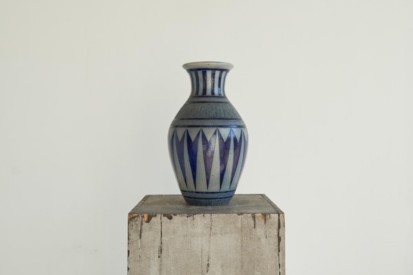 Large Stoneware Salt Glazed Vase by Jos Kalb for La Roche, Belgium, 1940s-FEW-2024231