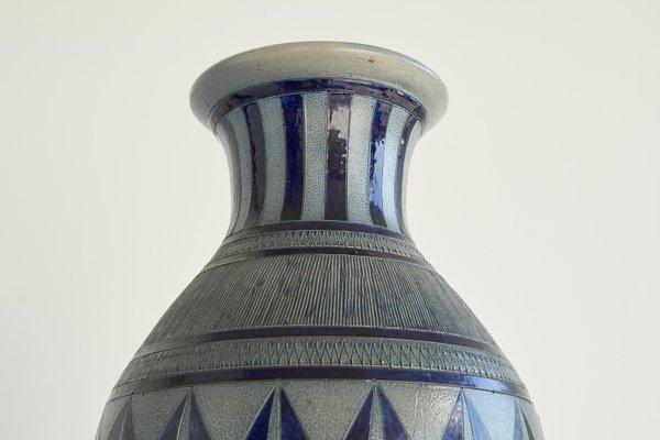 Large Stoneware Salt Glazed Vase by Jos Kalb for La Roche, Belgium, 1940s-FEW-2024231