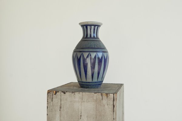 Large Stoneware Salt Glazed Vase by Jos Kalb for La Roche, Belgium, 1940s-FEW-2024231