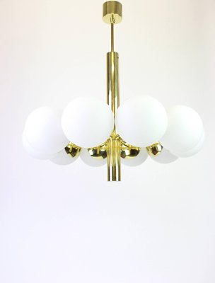 Large Stunning Kaiser Sputnik Opal Glass Globes Chandelier, Germany, 1970s-UGR-1085665