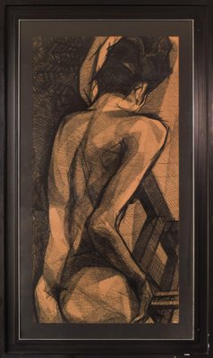 Large Stylised Life Drawing of a Woman, 20th-Century, Pencil on Paper-AOI-1278696