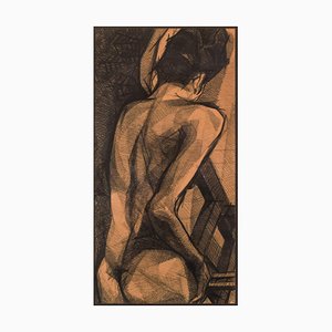 Large Stylised Life Drawing of a Woman, 20th-Century, Pencil on Paper-AOI-1278696