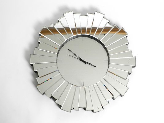 Large Sunburst Mirror Wall Clock, 1970s-RR-1083250