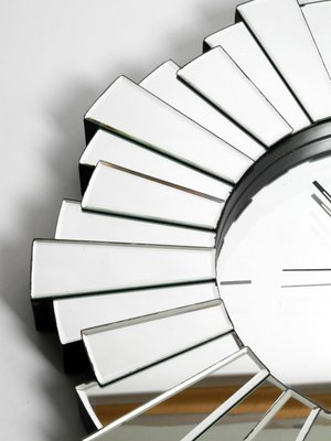 Large Sunburst Mirror Wall Clock, 1970s-RR-1083250