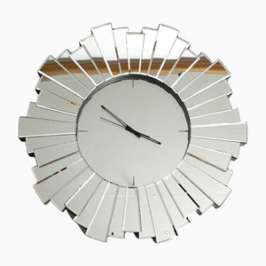 Large Sunburst Mirror Wall Clock, 1970s-RR-1083250