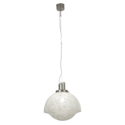 Large Suspension Lamp in Blown Murano Glass, Steel & Chrome, Italy, 1970s-MPO-1259456