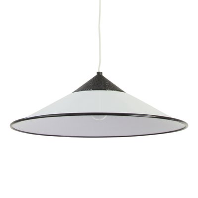 Large Suspension Lamp in White Murano Glass with Black Finishes, Italy, 1970s-MPO-1259466