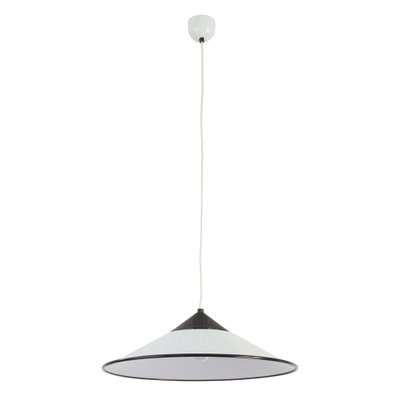 Large Suspension Lamp in White Murano Glass with Black Finishes, Italy, 1970s-MPO-1259466