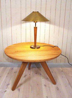 Large Swedish Brass and Oak Table Lamp by Boréns, 1940s-UDU-1807267