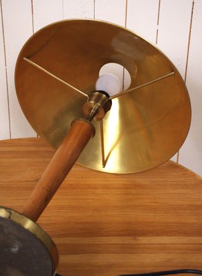 Large Swedish Brass and Oak Table Lamp by Boréns, 1940s-UDU-1807267