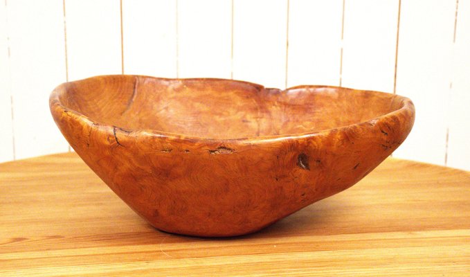 Large Swedish Folklore Birch Burl Wooden Bowl, 1890s-UDU-1807781