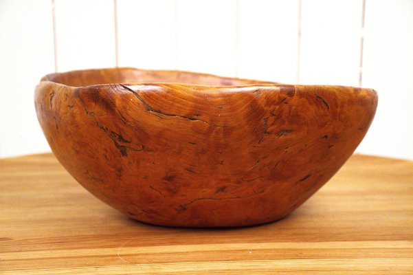 Large Swedish Folklore Birch Burl Wooden Bowl, 1890s-UDU-1807781