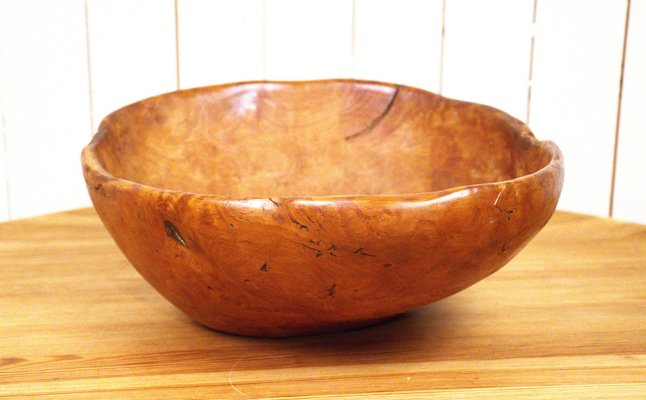 Large Swedish Folklore Birch Burl Wooden Bowl, 1890s-UDU-1807781