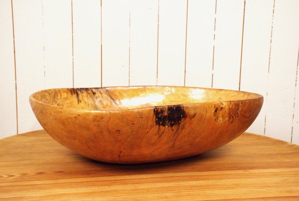 Large Swedish Folklore Birch Wooden Bowl, 1890s-UDU-1807766