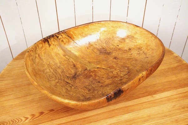 Large Swedish Folklore Birch Wooden Bowl, 1890s-UDU-1807766