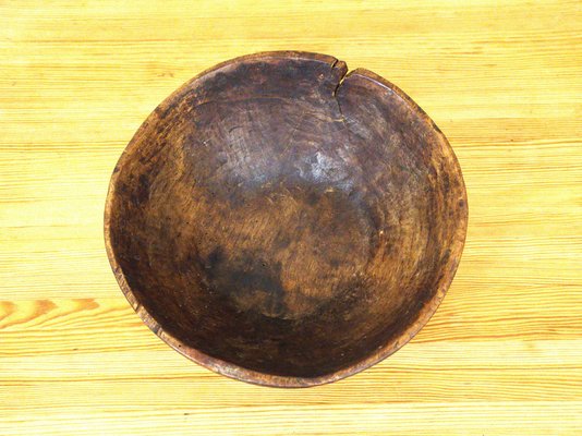 Large Swedish Folklore Carved Birchwood Bowl-UDU-1807824