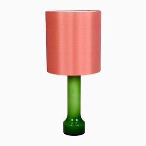 Large Swedish Glass Table Lamp with Original Shade, 1960s-RNM-1093843