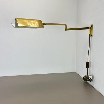 Large Swing Arm Brass & Acrylic Glass Wall Light in the style of Stilnovo, Italy, 1970s-QZ-1813060