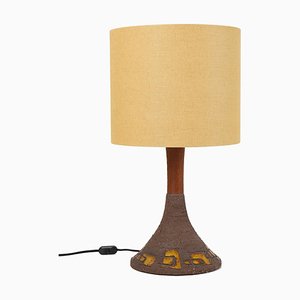 Large Table Lamp in Ceramic and Teak by Clare Zange for Krösselbach, 1960-NIX-1807745