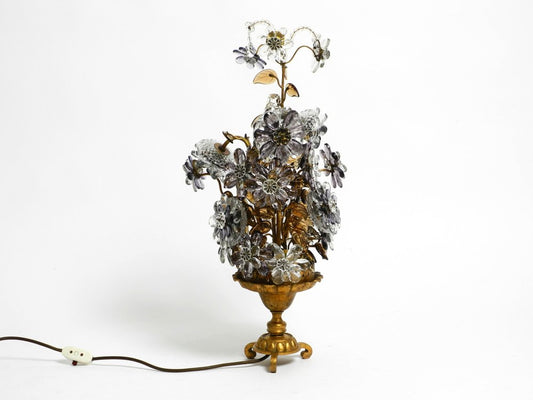 Large Table Lamp in Gilded Metal and Murano Glass Stones from Banci Firenze, Italy | 60cm | 23.6, 1950s