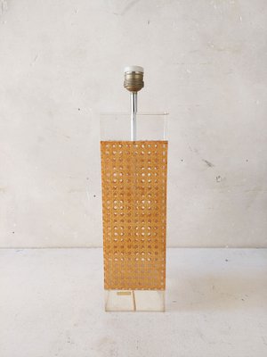 Large Table Lamp in Rattan and Acrylic Glass in the style of Dior-TDA-1720089