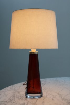 Large Table Lamp in Red Glass by Carl Fagerlund for Orrefors, Sweden, 1960s-FJP-2035795