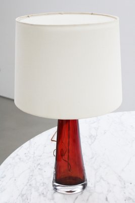 Large Table Lamp in Red Glass by Carl Fagerlund for Orrefors, Sweden, 1960s-FJP-2035795