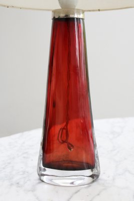 Large Table Lamp in Red Glass by Carl Fagerlund for Orrefors, Sweden, 1960s-FJP-2035795