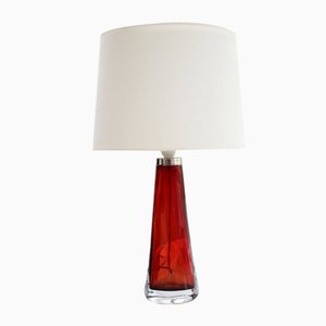 Large Table Lamp in Red Glass by Carl Fagerlund for Orrefors, Sweden, 1960s-FJP-2035795