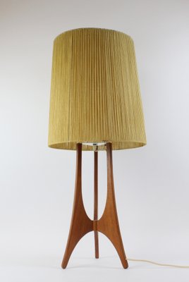 Large Table Lamp Teak with Sisal Shade, 1970s-FTN-1803937