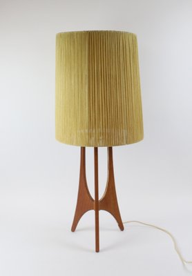 Large Table Lamp Teak with Sisal Shade, 1970s-FTN-1803937