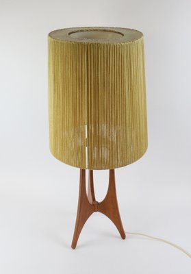 Large Table Lamp Teak with Sisal Shade, 1970s-FTN-1803937