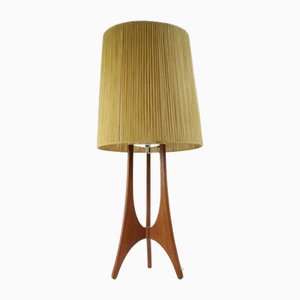 Large Table Lamp Teak with Sisal Shade, 1970s-FTN-1803937