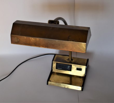 Large Table Lamp with Clock, 1960s-VA-1167907