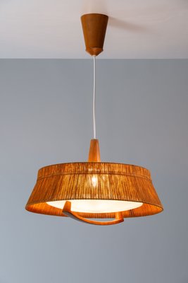 Large Teak and Sisal Pendant Lamp attributed to Temde Leuchten, 1960s-NHX-2042156