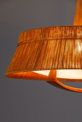 Large Teak and Sisal Pendant Lamp attributed to Temde Leuchten, 1960s-NHX-2042156