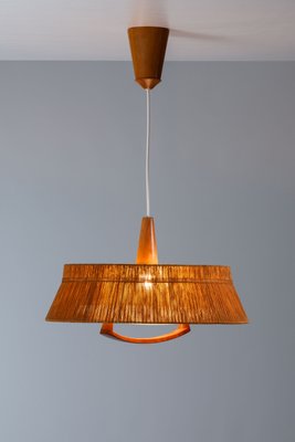 Large Teak and Sisal Pendant Lamp attributed to Temde Leuchten, 1960s-NHX-2042156